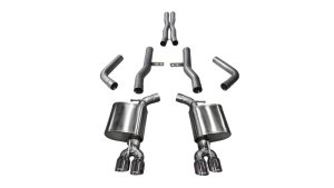 Dodge Challenger Performance Exhaust - Dual Rear Exit - CORSA Performance - Cat Back, Extreme, 3.5in Polished Tips - Polished - `15-`23